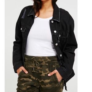 Black distressed jean jacket